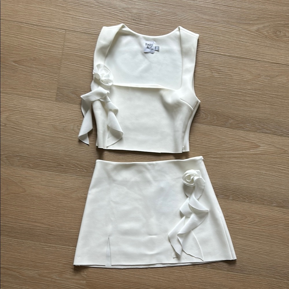 Princess Polly White Two-Piece Set with Floral Accents